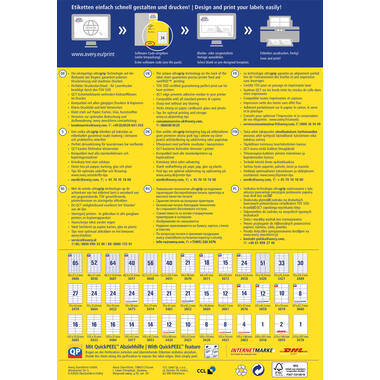AVERY ZWECKFORM Etiketten 97x55mm 3679 weiss 1000 Stk./100 Blatt