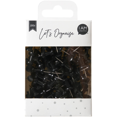 I AM CREATIVE Push Pins Let`s Organize MAA4035.18 nero, 9x24cm 100 pezzi