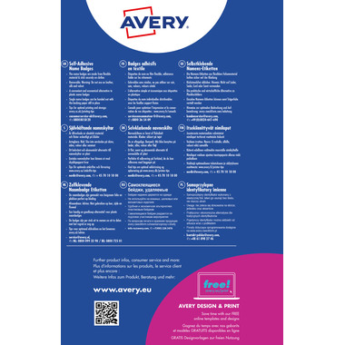 AVERY ZWECKFORM Namensetiketten 85x50mm J4882-20 weiss 20 Blatt/200 Stk.
