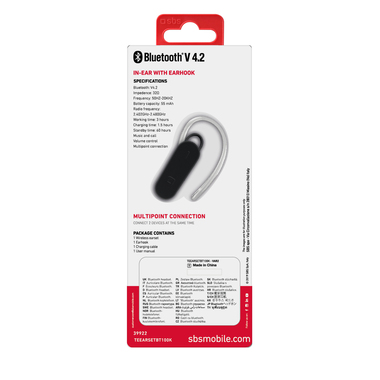 Bügel-Headset mit Mikrofon und Anrufannahmetaste, Multipoint-Technologie, Bluetooth V4.2, Farbe Schwarz