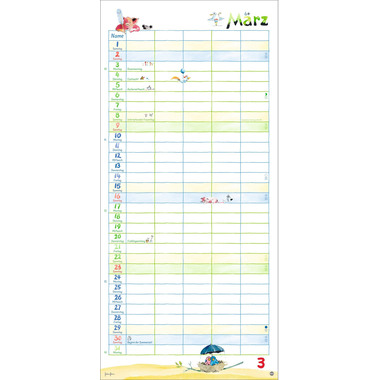 HEYE Familienplaner H. Heine 2025 1586+25 DE 21x45cm