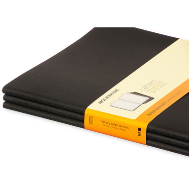 MOLESKINE Quaderno Cahier XL 25x19cm 705014 rigato, nero 3 pezzi