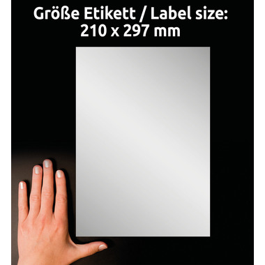 AVERY ZWECKFORM Etiquettes p.plaques 210x297mm L6013-8 argent 8 pcs./8 feuilles