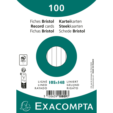 EXACOMPTA Karteikarten liniert A6 10809SE weiss 100 Stück