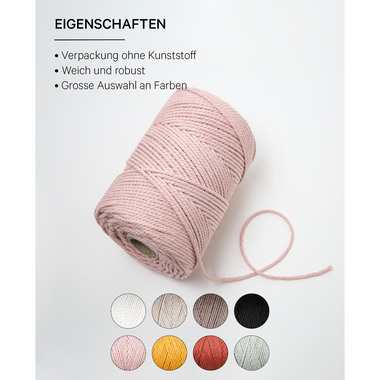 I AM CREATIVE Macrame Rope 6203.2 powder, 2mm, 500g