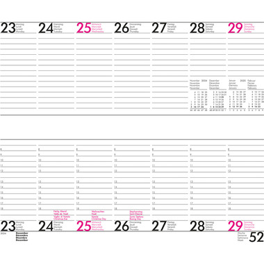 BÜROLINE Calendario settimanale 2025 890712 1S/2P ML 12x28.4cm