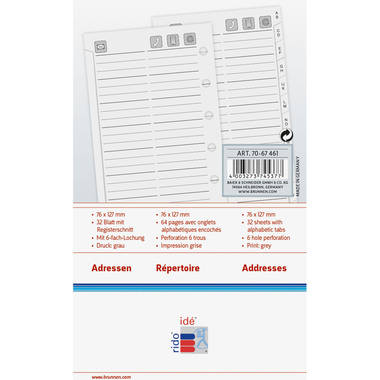 RIDOIDE Timing 3 Registro indirizzi 7067461.25 32 Foglie 7.6x12.7cm