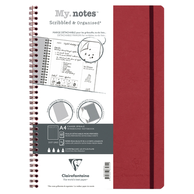 CLAIREFONTAINE AGE BAG MY.NOTES A4 783432C Carnet spirales dot rouge 60 f