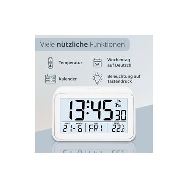 ADE sveglia digitale radiocontrollata Bianca