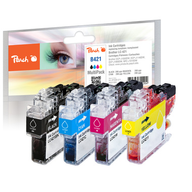 Peach Multi Pack, compatible with Brother LC-421, LC-421VALP