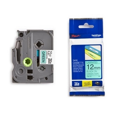 PTOUCH Nastro, plastific. nero/verde TZe-731 PT-1280VP 12 mm