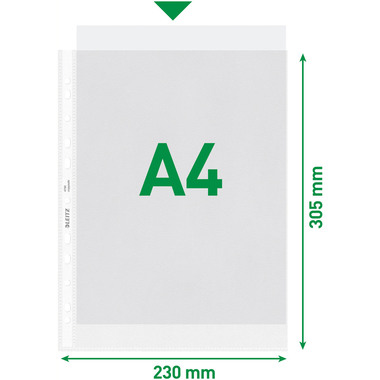 LEITZ Zeigetaschen PP A4 47900000 genarbt, 0,09mm 100 Stück