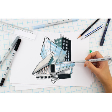 TOMBOW Dual Brush Pen ABT PRO ABTP-5P-4 Cold Grey Colours Set, 5 Stück