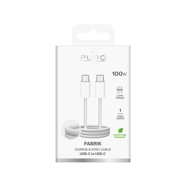 Câble USB-C à USB-C en tissu FABRIK, 1m | Puro