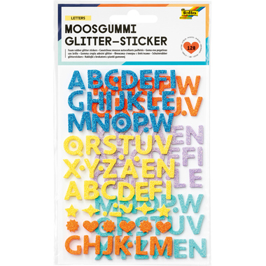 FOLIA Moosgummi Sticker 23776 Glitter Letters 128 Stück