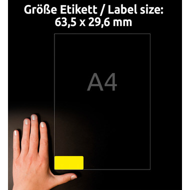 AVERY ZWECKFORM Etichette 63,5x29,6mm L6004-25 giallo, non perm. 675pz./25fl.