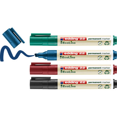 EDDING Permanent Marker 22 1.0-5.0mm 22-e4 4 colori