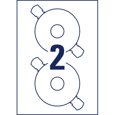 AVERY ZWECKFORM Etiquettes CD 117mm L6015-25 Universel, blanc 25flls./2pcs.