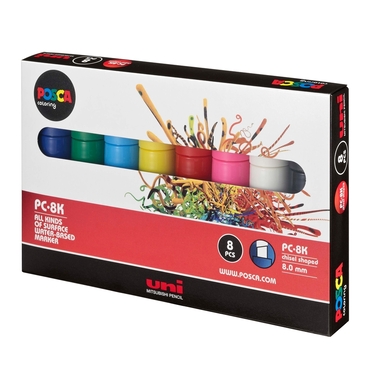 UNI-BALL Posca Marker 8mm PC-8K 8P 8 Farben ass. 8 Stück