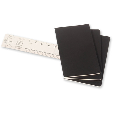 MOLESKINE Quaderno Cahier A5 496-3 quadrettato, nero 3 pezzi