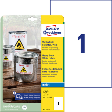 AVERY ZWECKFORM Etichette A4 J4775-10 bianche 10 pezzi