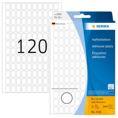 HERMA Etichette 8x12mm 2310 bianco 3840 pezzi/32 fogli