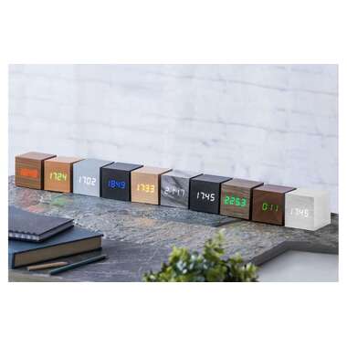 Sveglia Digitale Gingko Cube Click Clock Argento