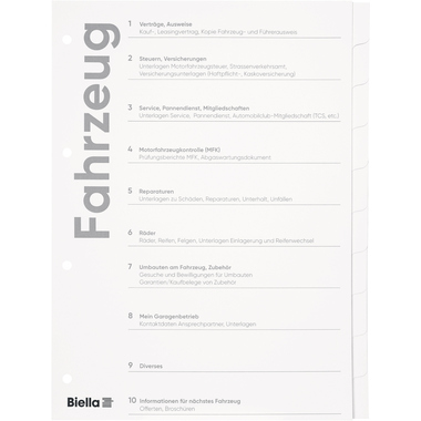 BIELLA Register Karton Expert A4 465011290U Fahrzeug DE 10-teilig