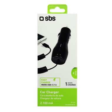 Car charger 2100 mAh with cable and micro USB connector