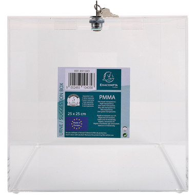 EXACOMPTA Einwurfbox 250x250x250mm 89158D transparent, abschliessbar