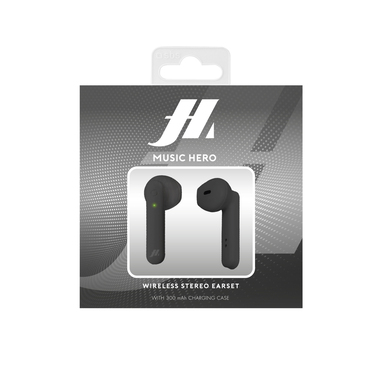 TTrue Wireless Stereo half in-ear earphones with microphone and answer/end call button, black