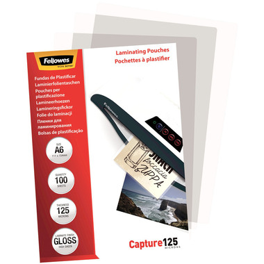 FELLOWES Laminiertasche A6 5307201 glanz, 125my 100 Stk