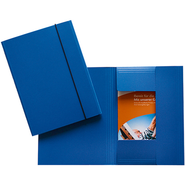 EROLA Gummibandmappe 500my A5 33195 blau Pressspan 3 Klappen