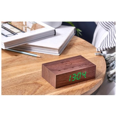 Réveil Numérique Gingko Flip Click Clock Noyer