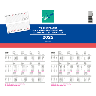 BÜROLINE Calendario settimanale 2025 890712 1S/2P ML 12x28.4cm