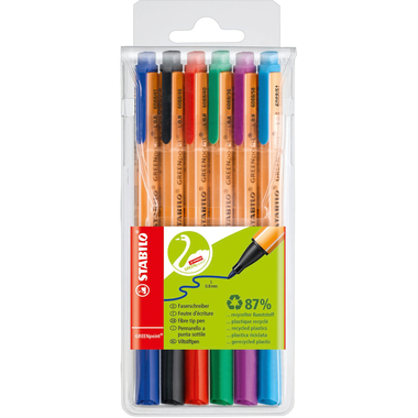 STABILO Faserschr. GREENpoint 0,8mm 6088/6 Etui mit 6 Farben
