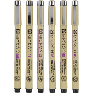 SAKURA Pigma Micron 01 Set 0.25mm POXSDK016 Colori di base 6 pezzi