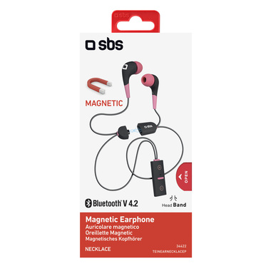 Auricolari ultraleggeri con Bluetooth v 4.2, chiusura magnetica, tasto di risposta/fine chiamata, colore rosa