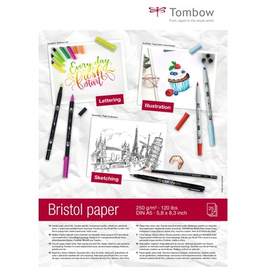 TOMBOW Zeichenblock Bristol A5 PB-MARK-5 hellweiss, 250g 25 Blatt
