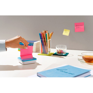POST-IT Super Sticky Z-Notes 76x76mm VAL-SS8P Dispenser 4 Farben 8x90 Blatt