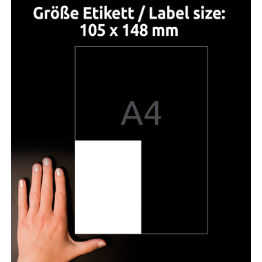AVERY ZWECKFORM Etiquettes Laser 105x148mm L4719REV2 blanc,imperméable redec. 20f.