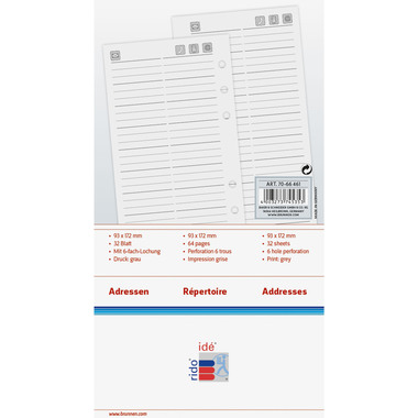 RIDOIDE Timing 2 Registro indirizzi 7066461.25 32 Foglie 9.3x17.2cm