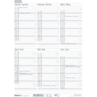 BIELLA Wandkalender 2025 875406000025 6M/1S weiss DE/FR 21x29.7cm