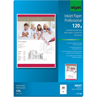 SIGEL InkJet Paper A4 IP182 120g,matt, bianco 50 fogli