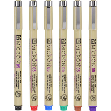 SAKURA Pigma Micron 05 Set 0.45mm POXSDK056A Basic Farben 6 Stück