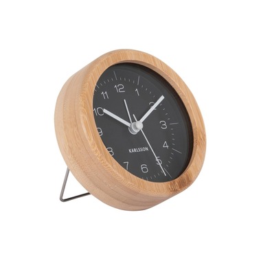 KARLSSON Classic Alarm Clock Neat Round Bamboo / Black