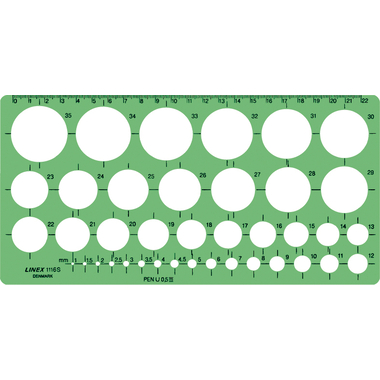 LINEX Kreisschablone 561400 1-35mm grün/transp.