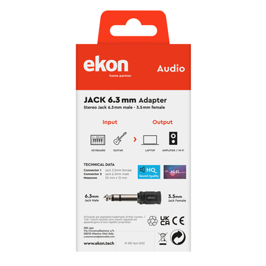 Adaptateur audio avec Jack 3,5 mm femelle vers Jack 6,3 mm mâle