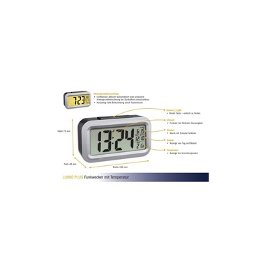 Sveglia Digitale TFA Dostmann Lumio Plus Argento