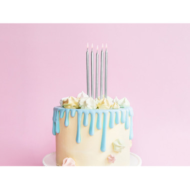 PARTYDECO Candeline di compleanno 12.5cm SCD-1-018ME Argento 12 pezzi